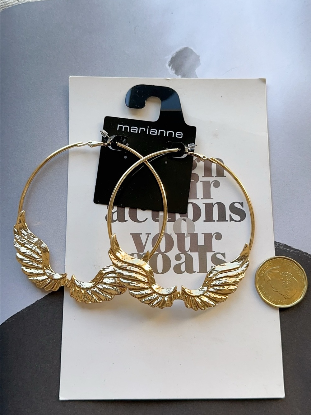 Marianne Gold Wing Big Hoop Earrings